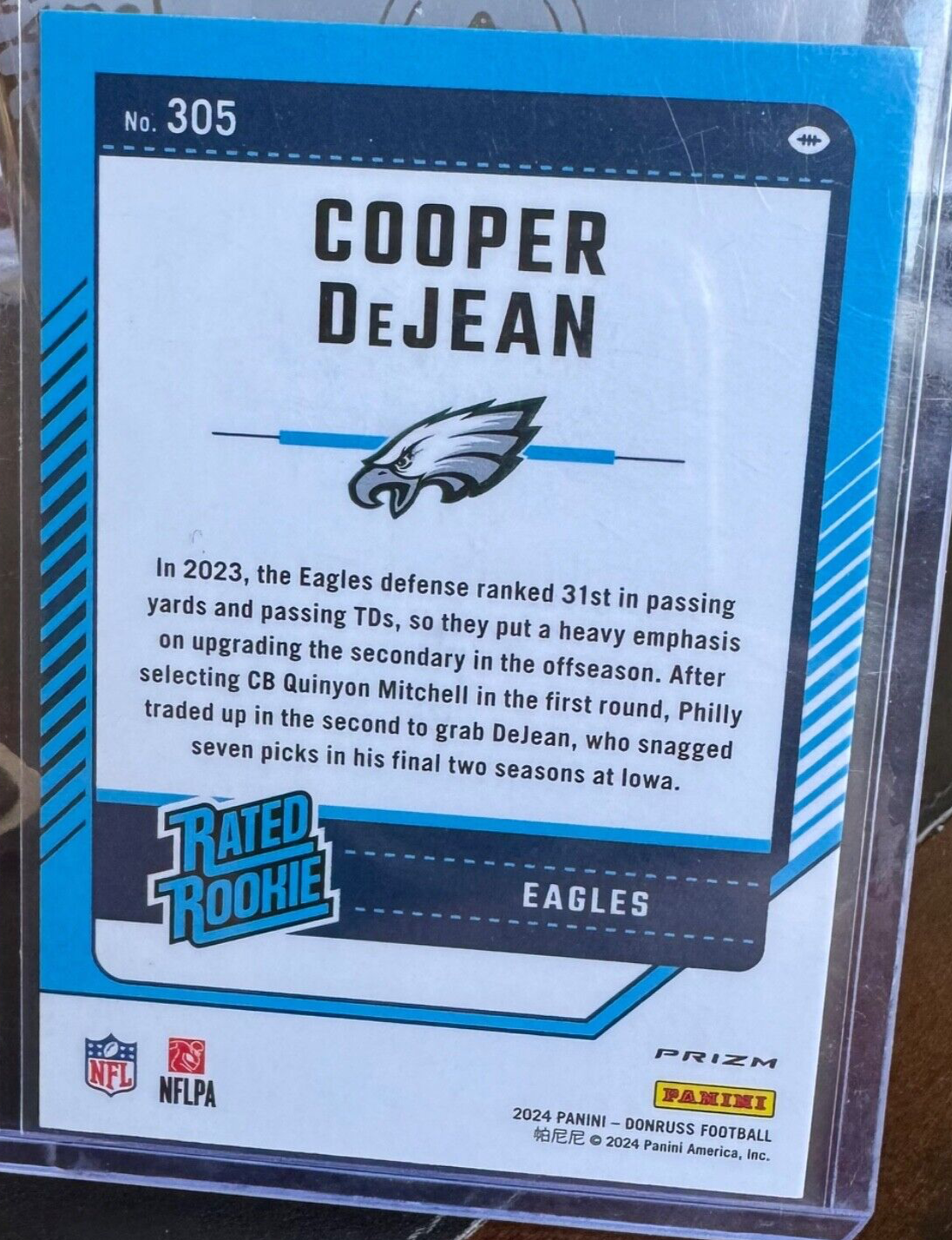 2024 Optic Preview Cooper DeJean Red Pandora Rated Rookie 305 RC