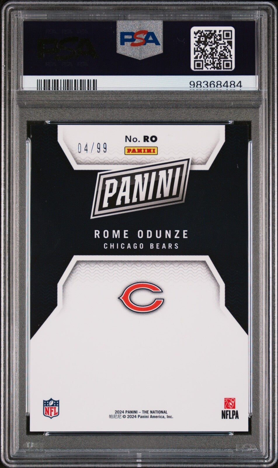 2024 Panini National Rome Odunze Silver Pack Insert 4/99 PSA 8 None Higher Pop 6
