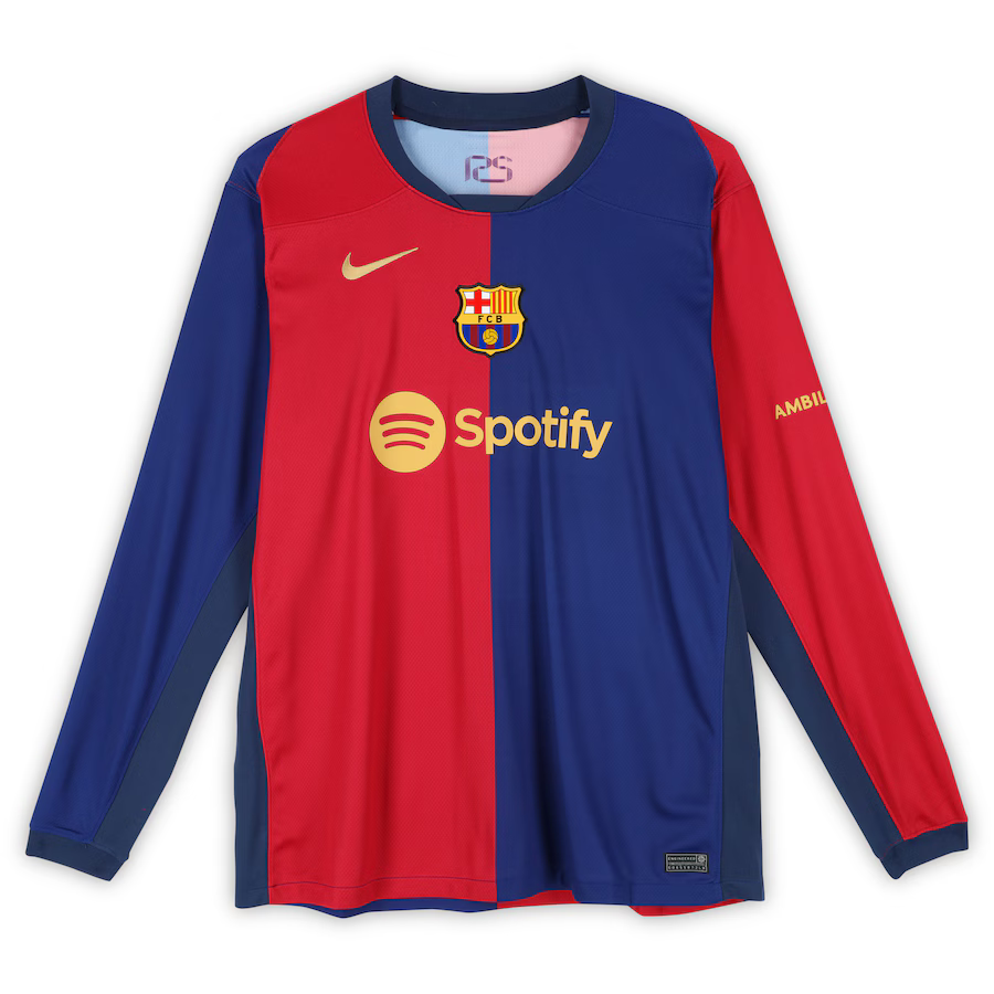 Lamine Yamal FC Barcelona Signed 2024-25 Red and Blue Long Sleeve Nike Jersey