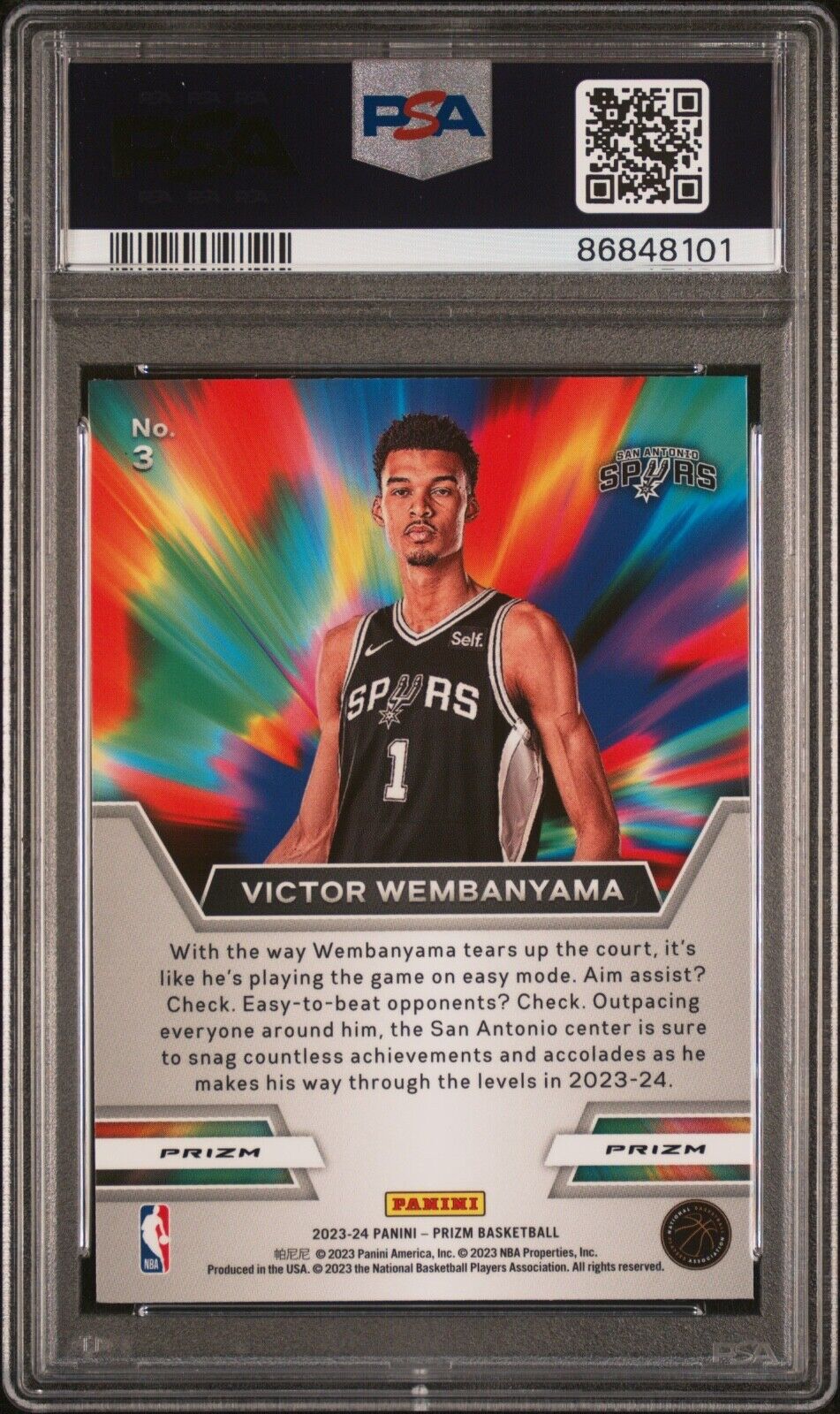 2023-24 Prizm Instant Impact Victor Wembanyama #3 Silver Prizm (RC) PSA 10