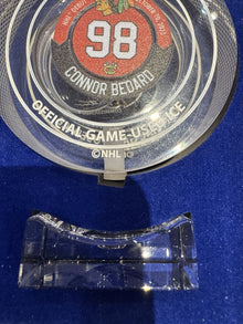 Connor Bedard NHL Debut Crystal Puck Chicago Blackhawks Game Ice Fanatics