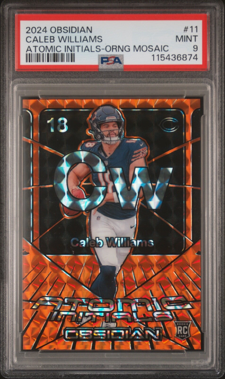 2024 Obsidian Atomic Initials Caleb Williams Orange Mosaic (RC) PSA 9 LOW POP