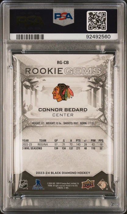 2023 Black Diamond Connor Bedard Rookie Gems /399 (PSA 8.5 FIRST GRADED!!!)