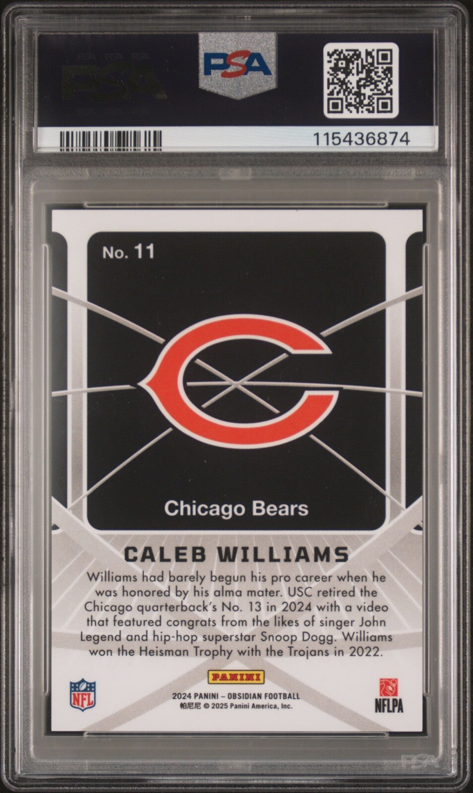 2024 Obsidian Atomic Initials Caleb Williams Orange Mosaic (RC) PSA 9 LOW POP