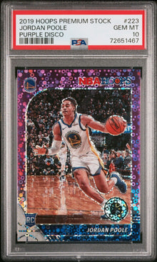 2019 Hoops Premium Stock Jordan Poole Purple Disco GEM-MT PSA 10 LOW POP RC