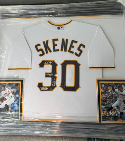 Paul Skenes Signed & Multi-Inscribed Authentic Framed Pirates Jersey Fanatics/25