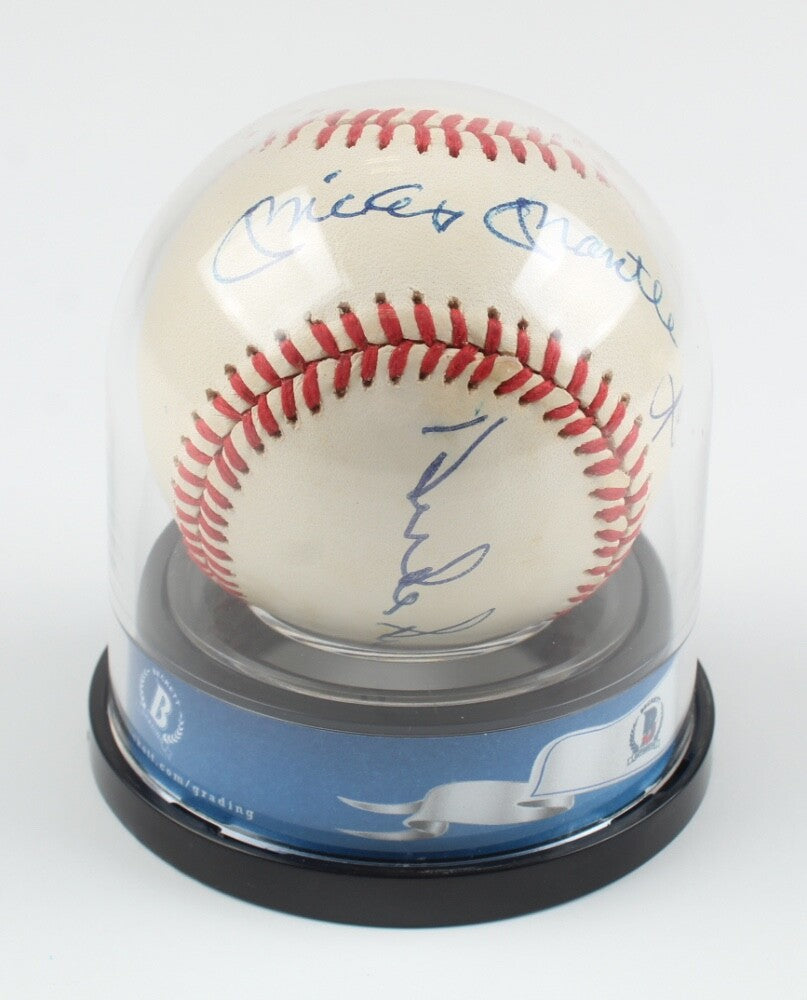Mickey Mantle / Willie Mays / Duke Snider Signed OAL Baseball BGS Encapsulated