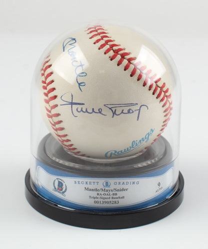 Mickey Mantle / Willie Mays / Duke Snider Signed OAL Baseball BGS Encapsulated
