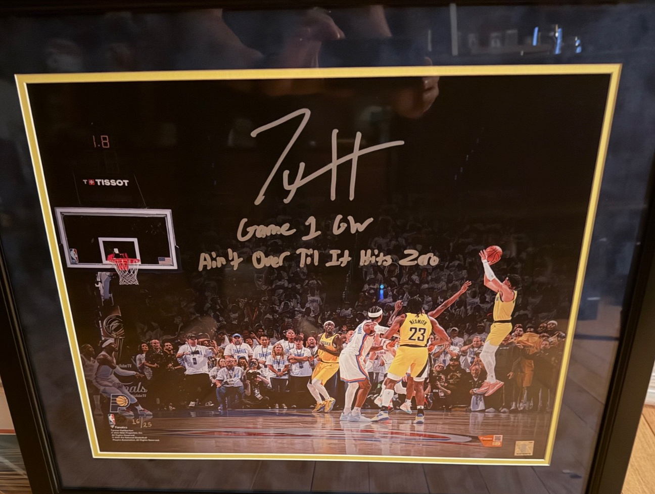 Tyrese Haliburton Signed 16x20 Framed Photo LE/25 “Game 1 GW” Fanatics COA