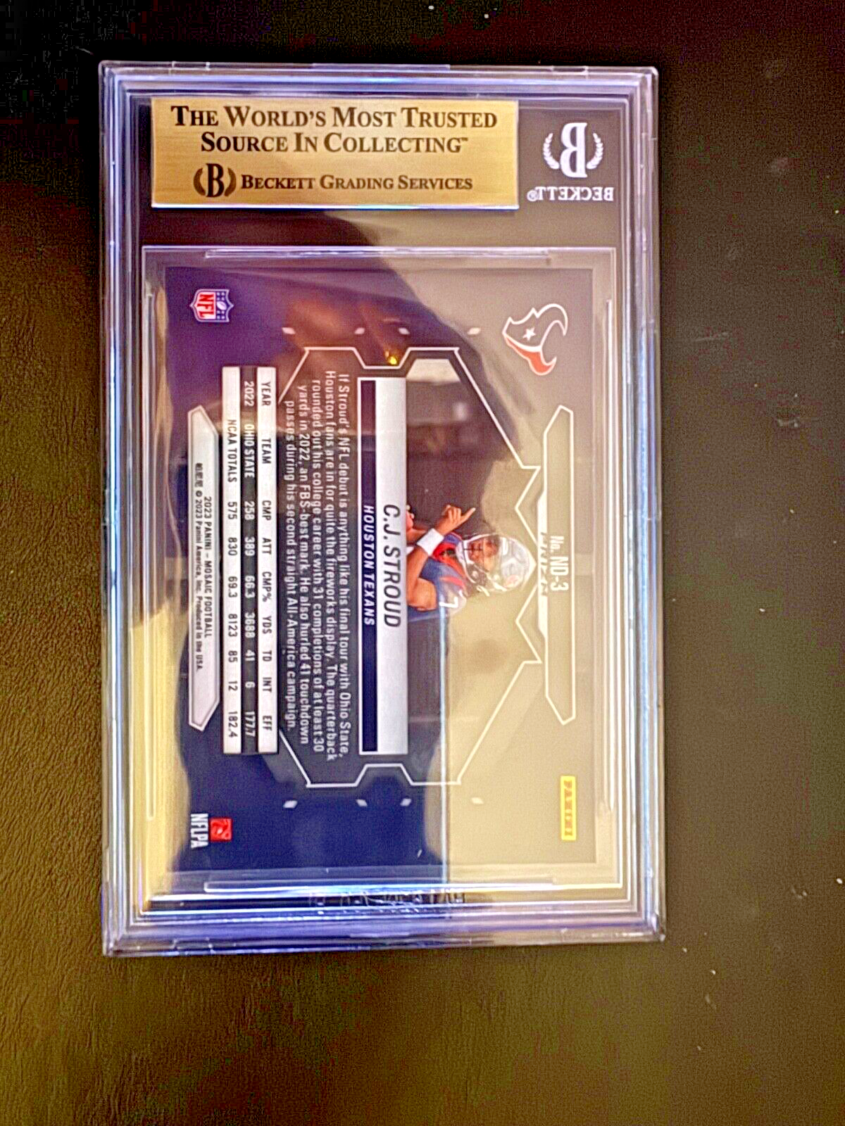 2023 Panini Mosaic - Nfl Debut C.J. Stroud #ND-3 Honeycomb Prizm (RC) BGS 9.5