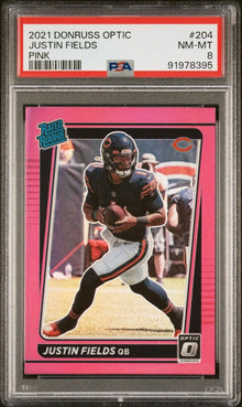 2021 PANINI DONRUSS OPTIC PINK #204 JUSTIN FIELDS PSA 8