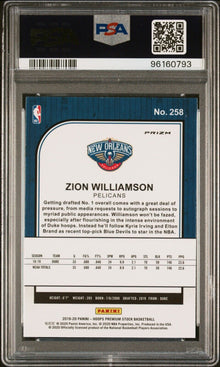2019-20 NBA Hoops Premium Stock - Zion Williamson #258 Flash Prizm (RC) PSA 9