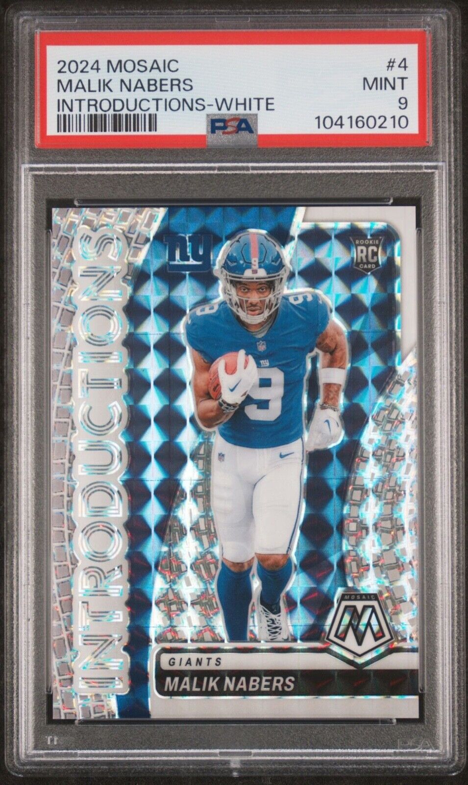 2024 Mosaic Malik Nabers Introductions White 16/25 PSA 9 POP 3 (none higher) RC 