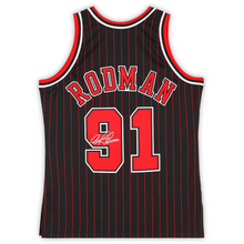 Dennis Rodman Chicago Bulls Autographed Black Pinstripe Mitchell & Ness 1996-97
