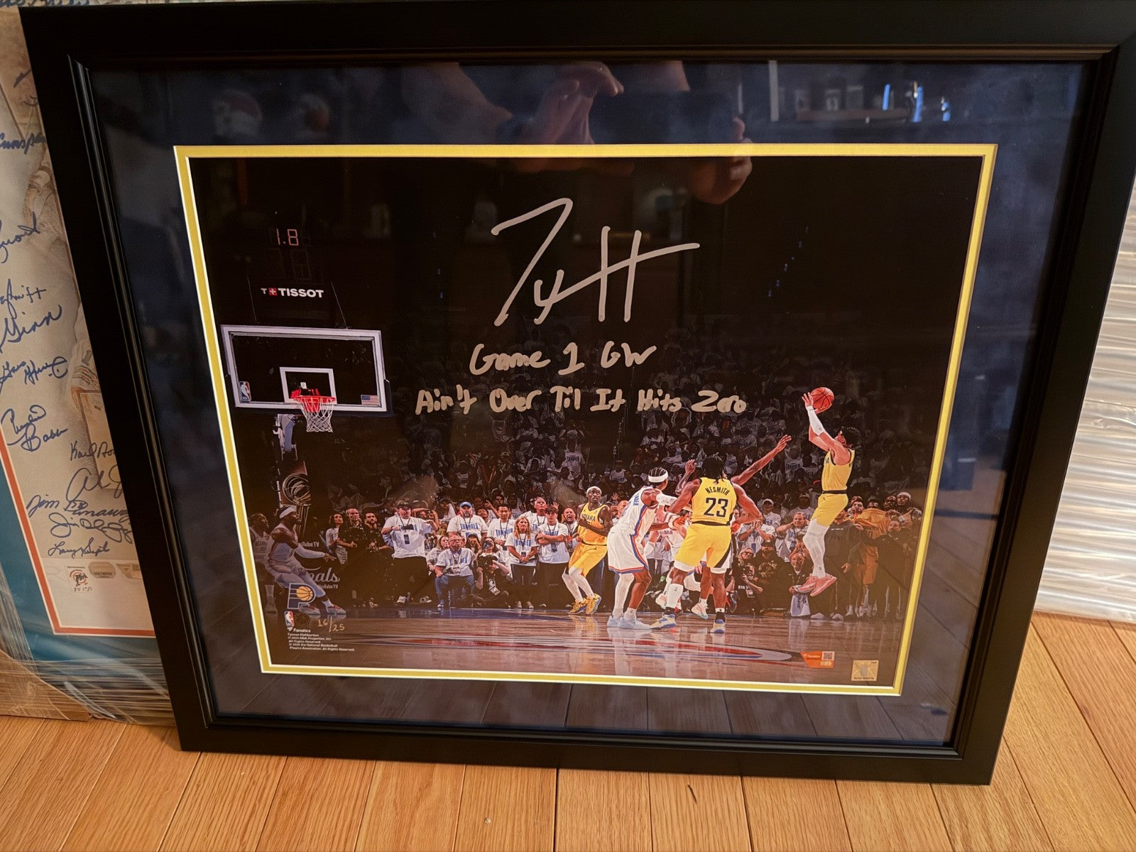 Tyrese Haliburton Signed 16x20 Framed Photo LE/25 “Game 1 GW” Fanatics COA