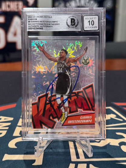 Giannis Antetokounmpo Autographed 2022 Crown Royale Kaboom! – Beckett Auto 10