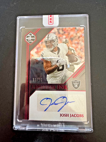 2023 Josh Jacobs Limited Ink-Ruby Spotlight 13/25 Auto #LIJJE Panini Encased