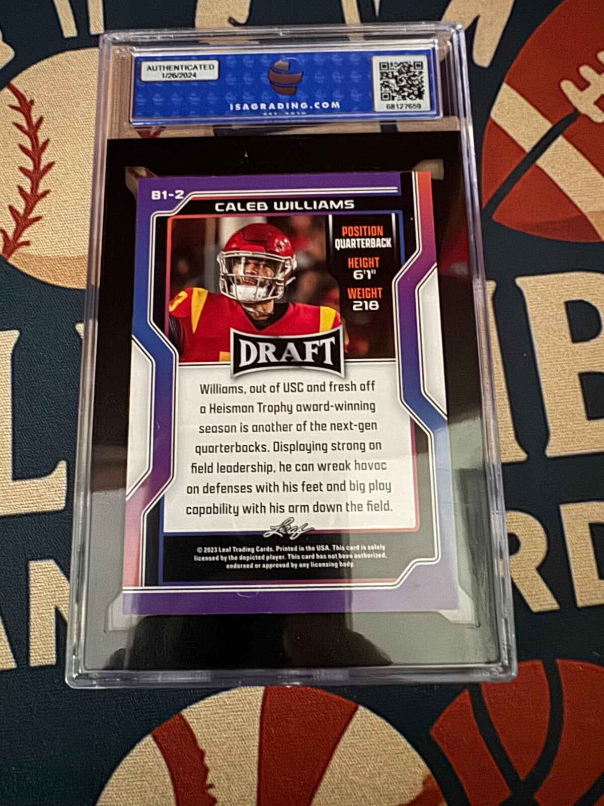 2023 Leaf Draft - V1 Caleb Williams #B1-2 (RC) ISA GEM MT 10