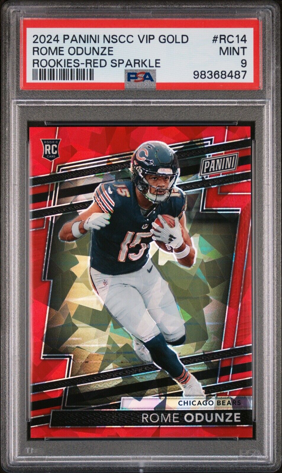 2024 NATIONAL ROME ODUNZE VIP ROOKIES RED SPARKLE |  #91/149 PSA 9 (RC)
