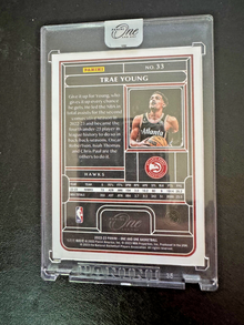 2022-23 Panini One and One Trae Young #33 Blue 25/40 Encased