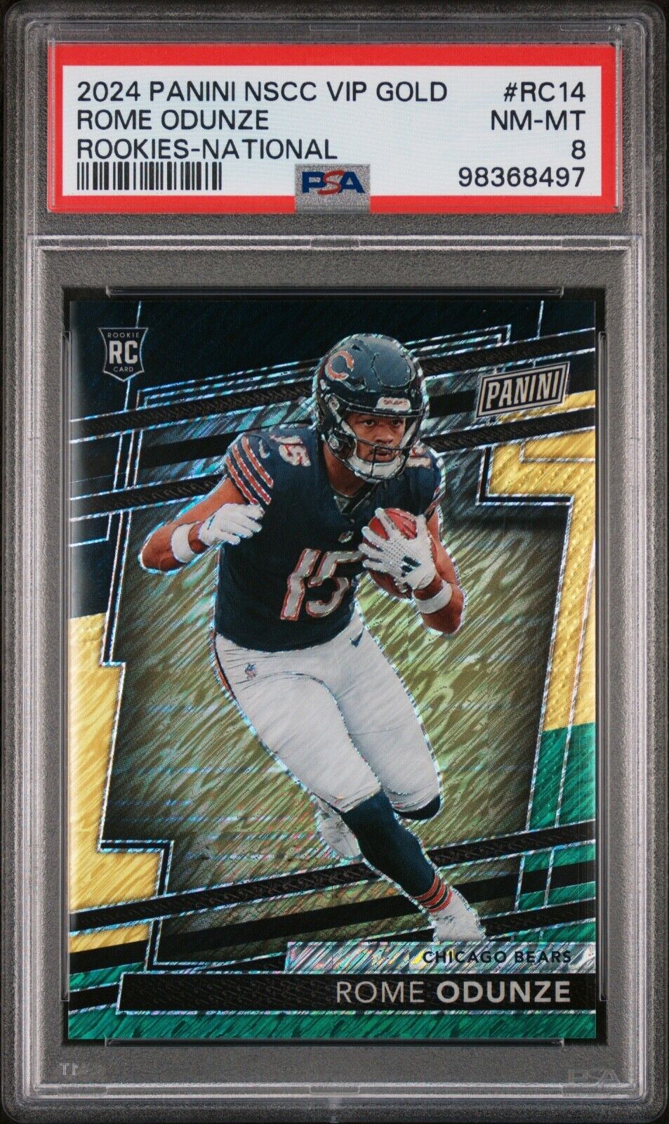 2024 NATIONAL ROME ODUNZE VIP GOLD ROOKIES |  #15/44 PSA 8 (RC) JERSEY MATCH