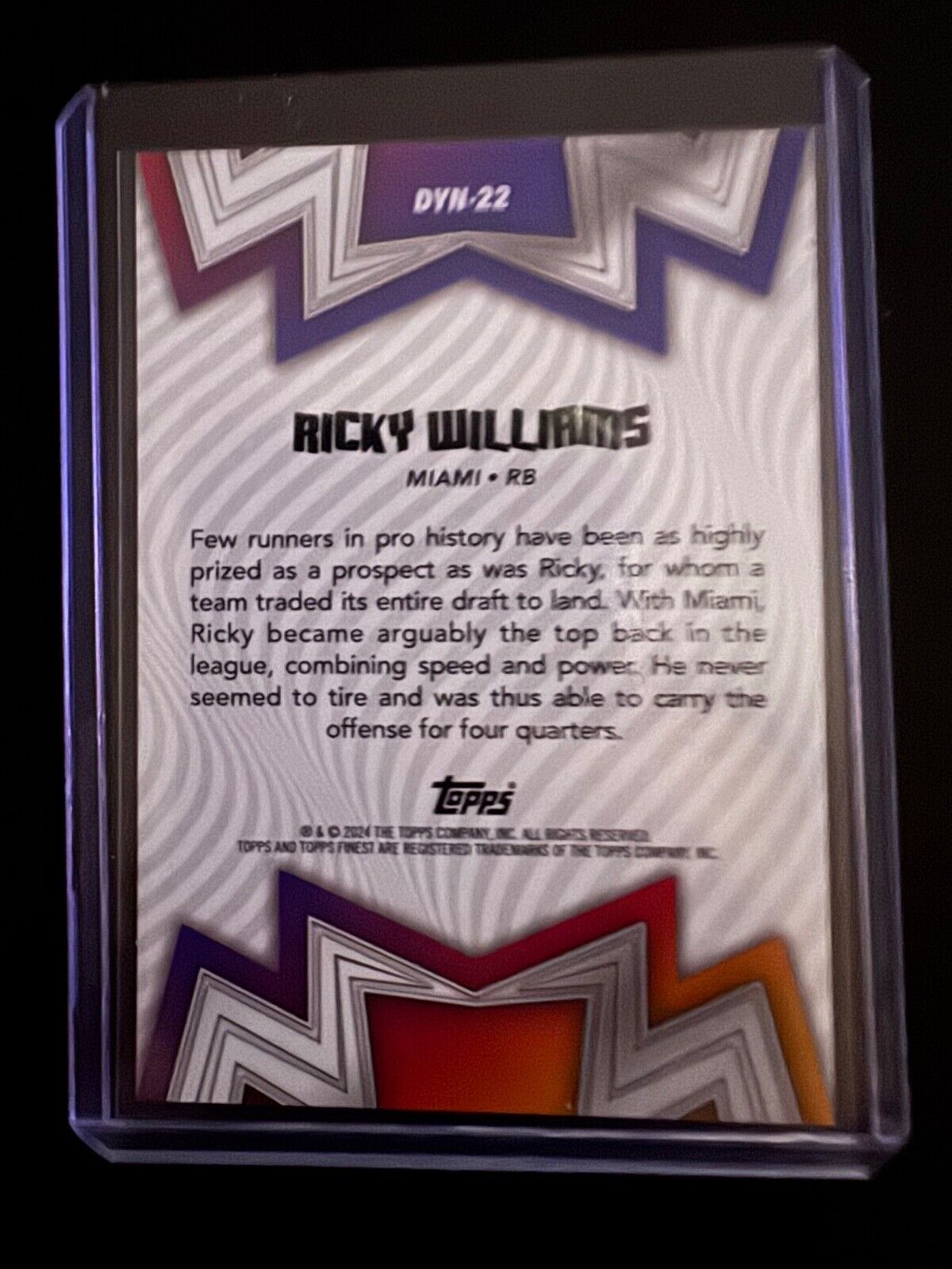 2024 Topps Finest Ricky Williams Dynamos Refractor #32/50 Dolphins