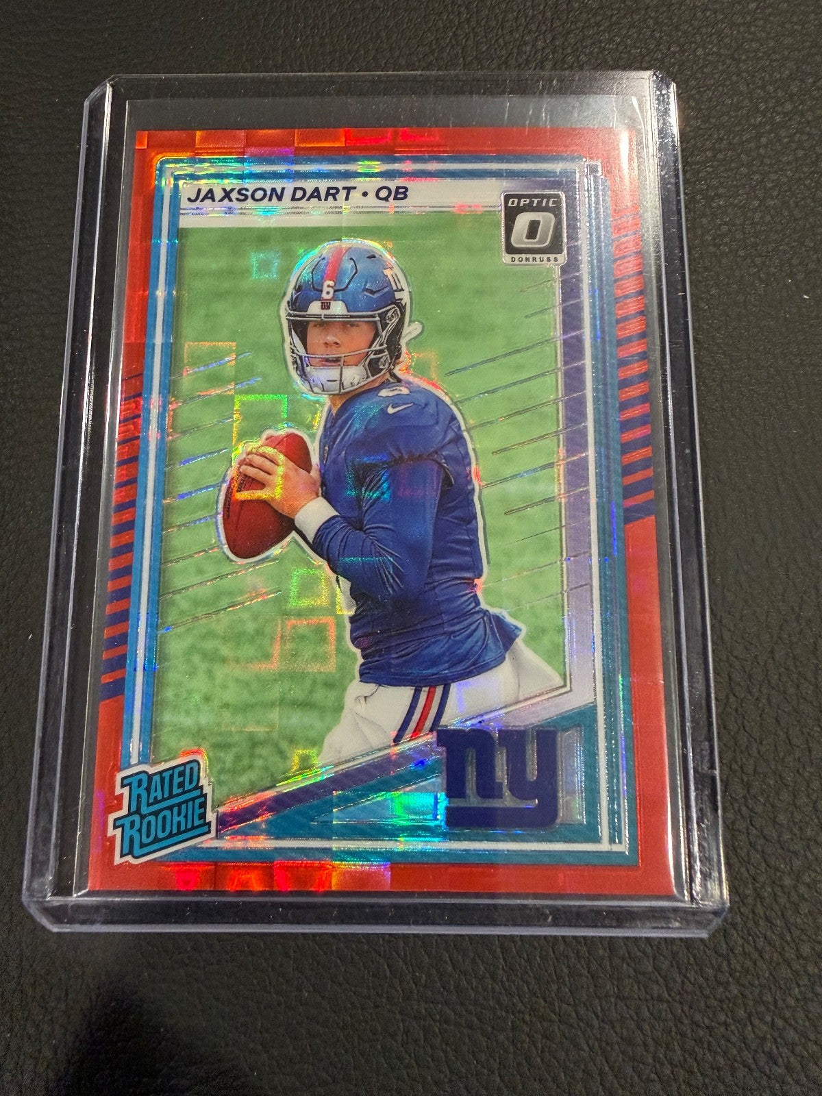 2025 Donruss - Rated Rookie Jaxson Dart #400 Optic Preview Red Pandora RC Giants