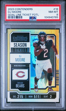 2023 Contenders - Season Ticket D.J. Moore #18 Goal Line Ticket FOTL 4/5 Bears