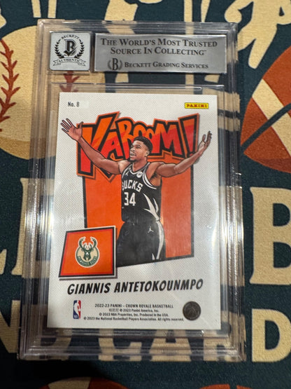 Giannis Antetokounmpo Autographed 2022 Crown Royale Kaboom! – Beckett Auto 10