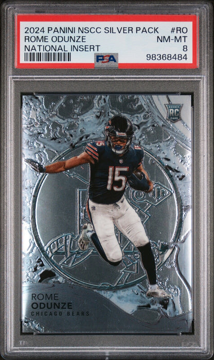 2024 Panini National Rome Odunze Silver Pack Insert 4/99 PSA 8 None Higher Pop 6