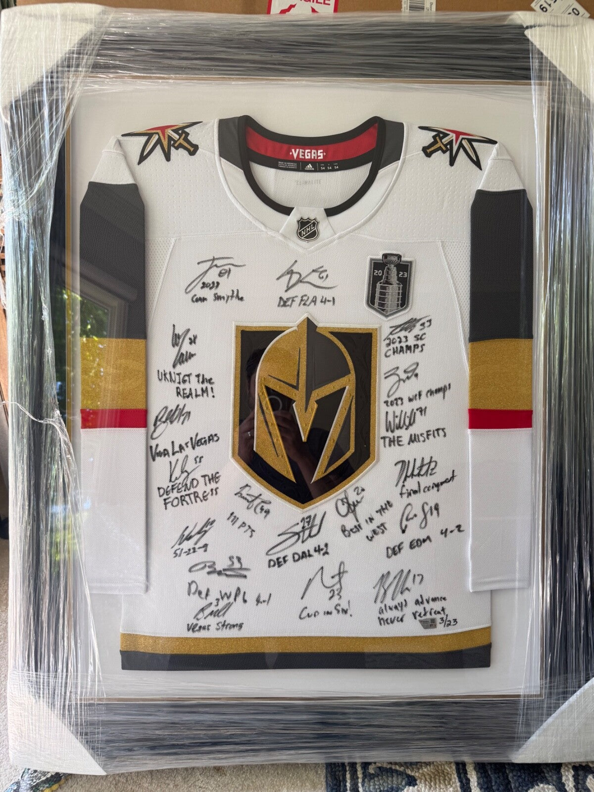 Las Vegas Golden Knights Framed Team Signed Stanley Cup Jersey Limited to 23 COA