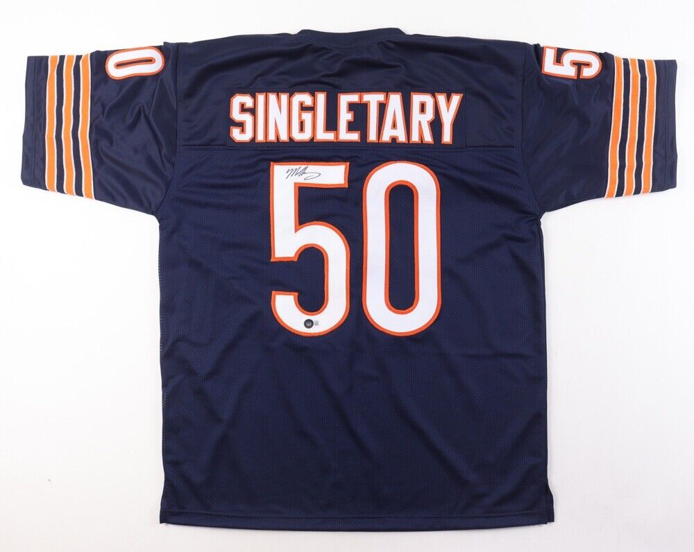 Mike Singletary Signed Auto Custom Chicago Bears Jersey Beckett Witness BAS COA