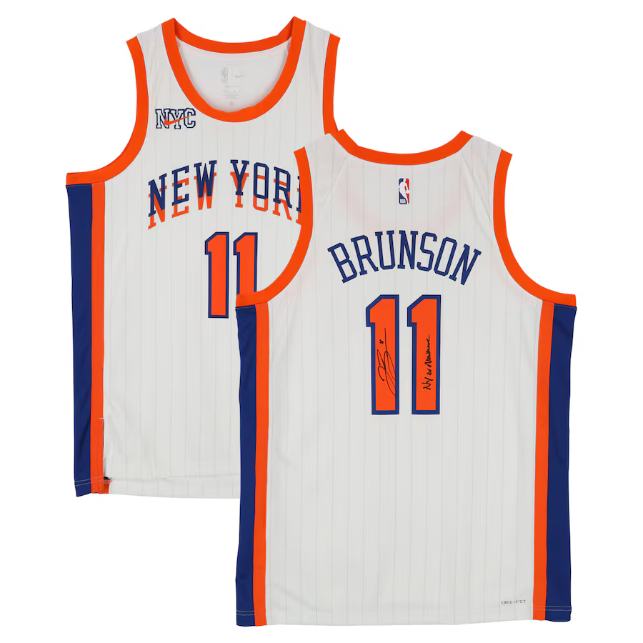 Jalen Brunson Signed City Edition Jersey New York Knicks Inscribed Fanatics COA