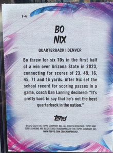 2024 Topps Chrome Bo Nix Finesse Gold 58/75 Broncos RC