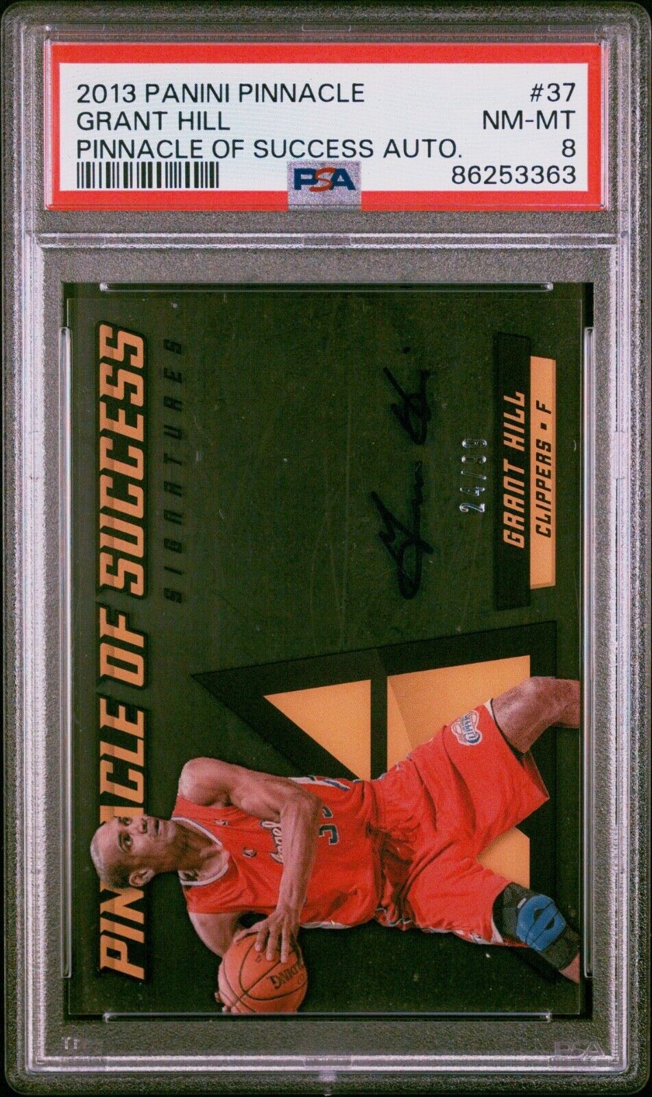 2013 GRANT HILL PANINI PINNACLE PINNACLE OF SUCCESS AUTOGRAPHS 24/99 PSA 8