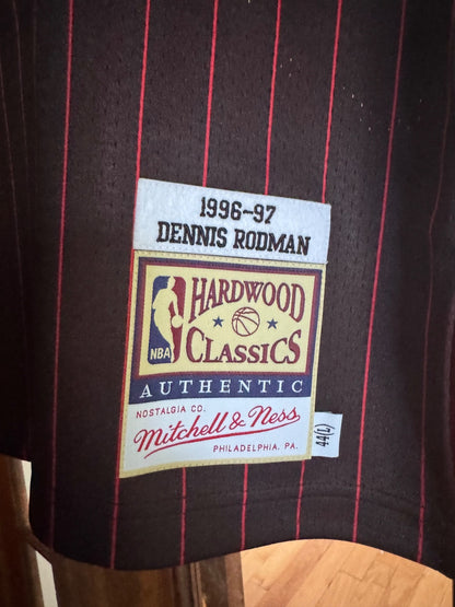 Dennis Rodman Chicago Bulls Autographed Black Pinstripe Mitchell & Ness 1996-97