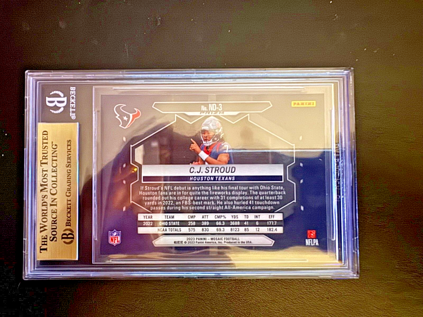 2023 Panini Mosaic - Nfl Debut C.J. Stroud #ND-3 Honeycomb Prizm (RC) BGS 9.5