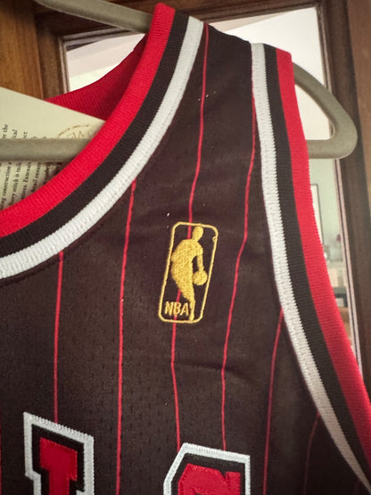 Dennis Rodman Chicago Bulls Autographed Black Pinstripe Mitchell & Ness 1996-97