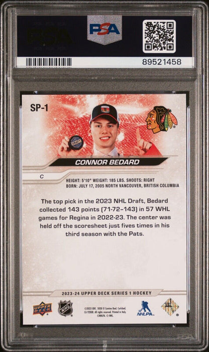 2023-24 Upper Deck Connor Bedard #SP-1 NHL Draft SP PSA 9