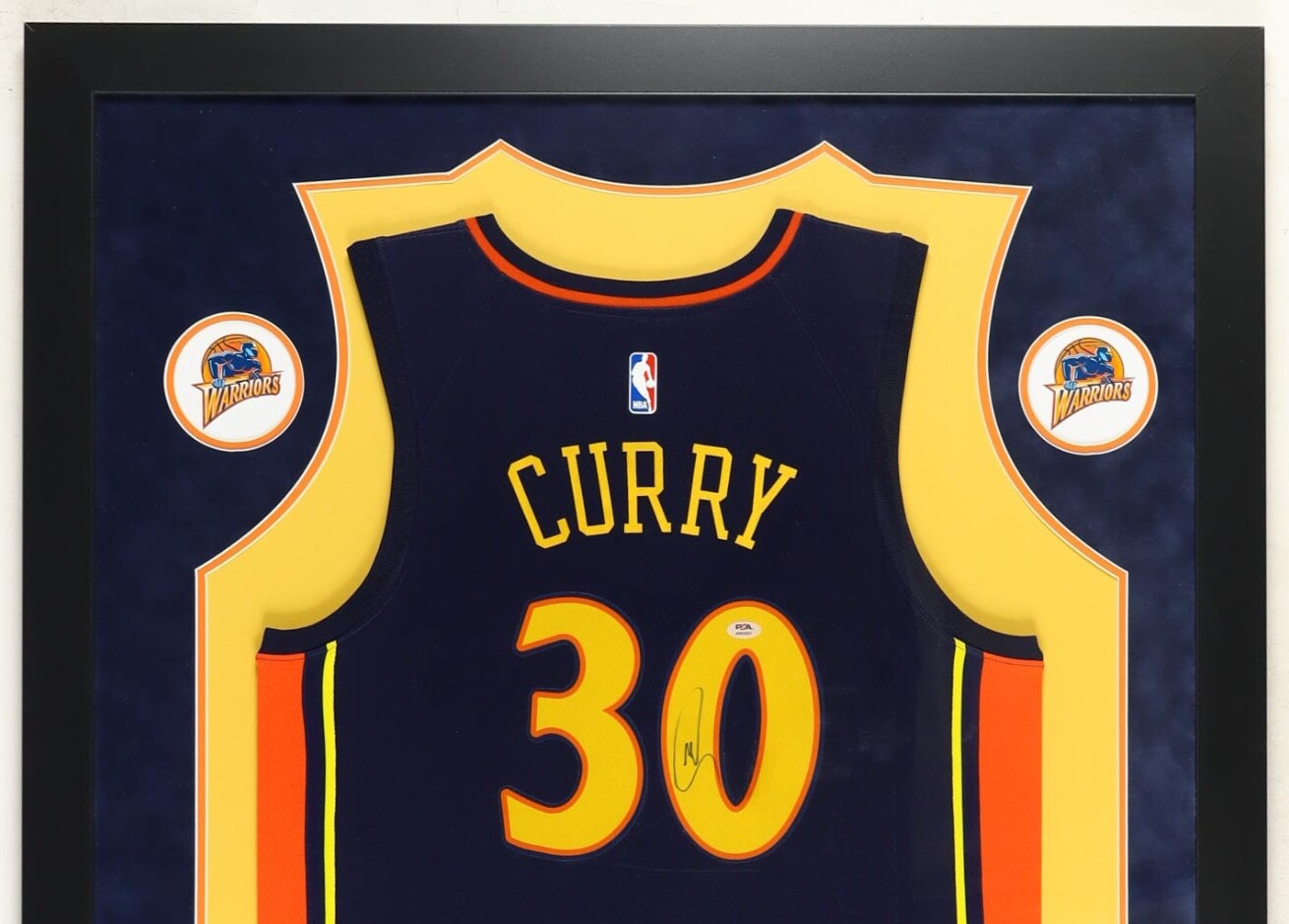 Stephen Curry Signed & Framed Warriors LED Backlit Jersey Display (PSA)