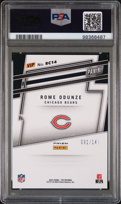 2024 NATIONAL ROME ODUNZE VIP ROOKIES RED SPARKLE |  #91/149 PSA 9 (RC)