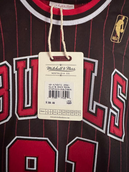 Dennis Rodman Chicago Bulls Autographed Black Pinstripe Mitchell & Ness 1996-97