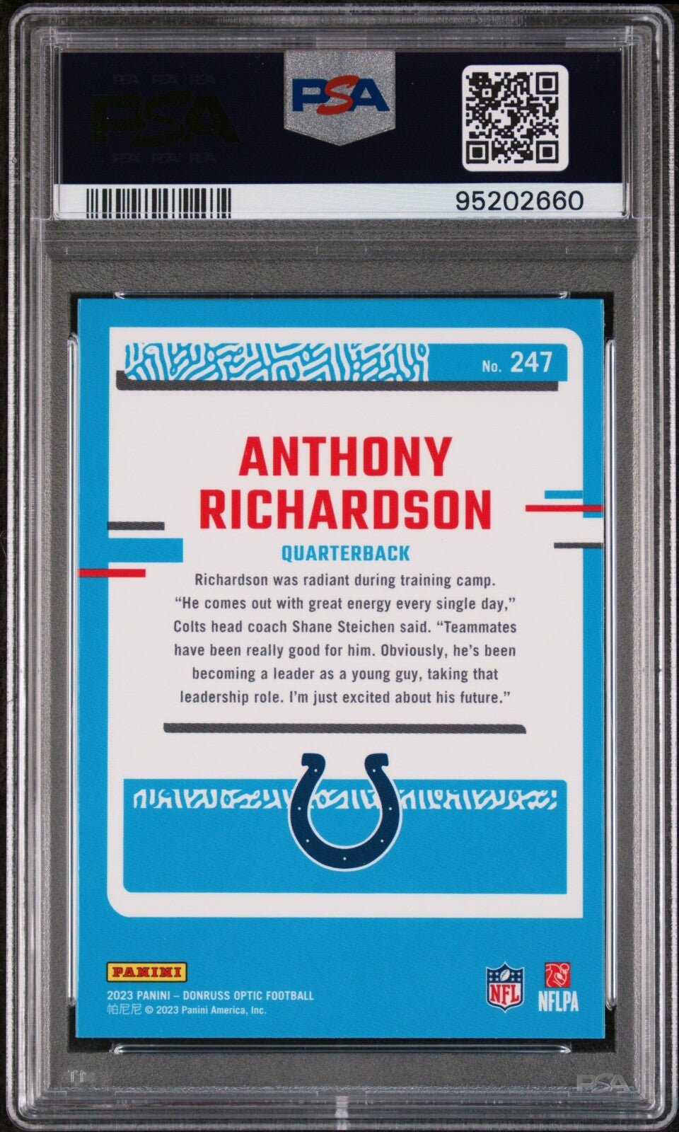 2023 Panini Donruss Optic - Rated Rookie Anthony Richardson #247  (RC) PSA 10