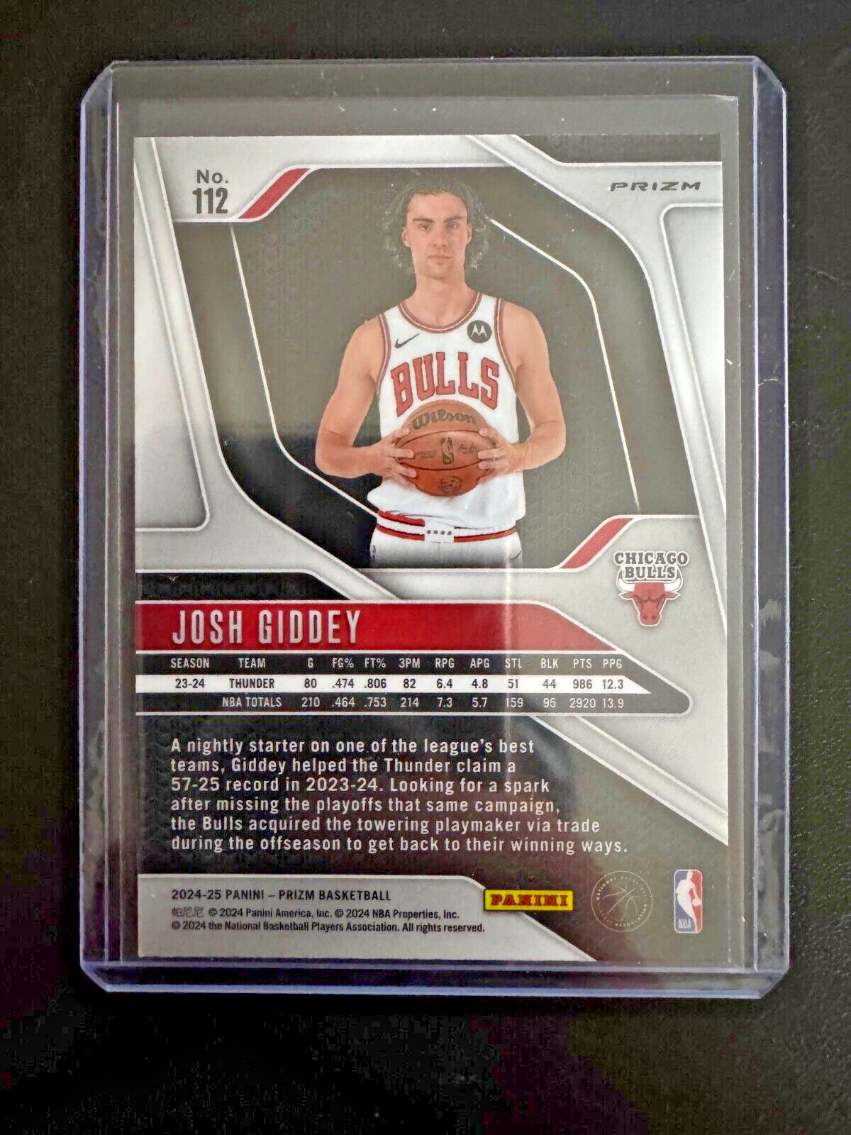 2024/25 Panini Prizm JOSH GIDDEY SILVER PRIZM BULLS #112