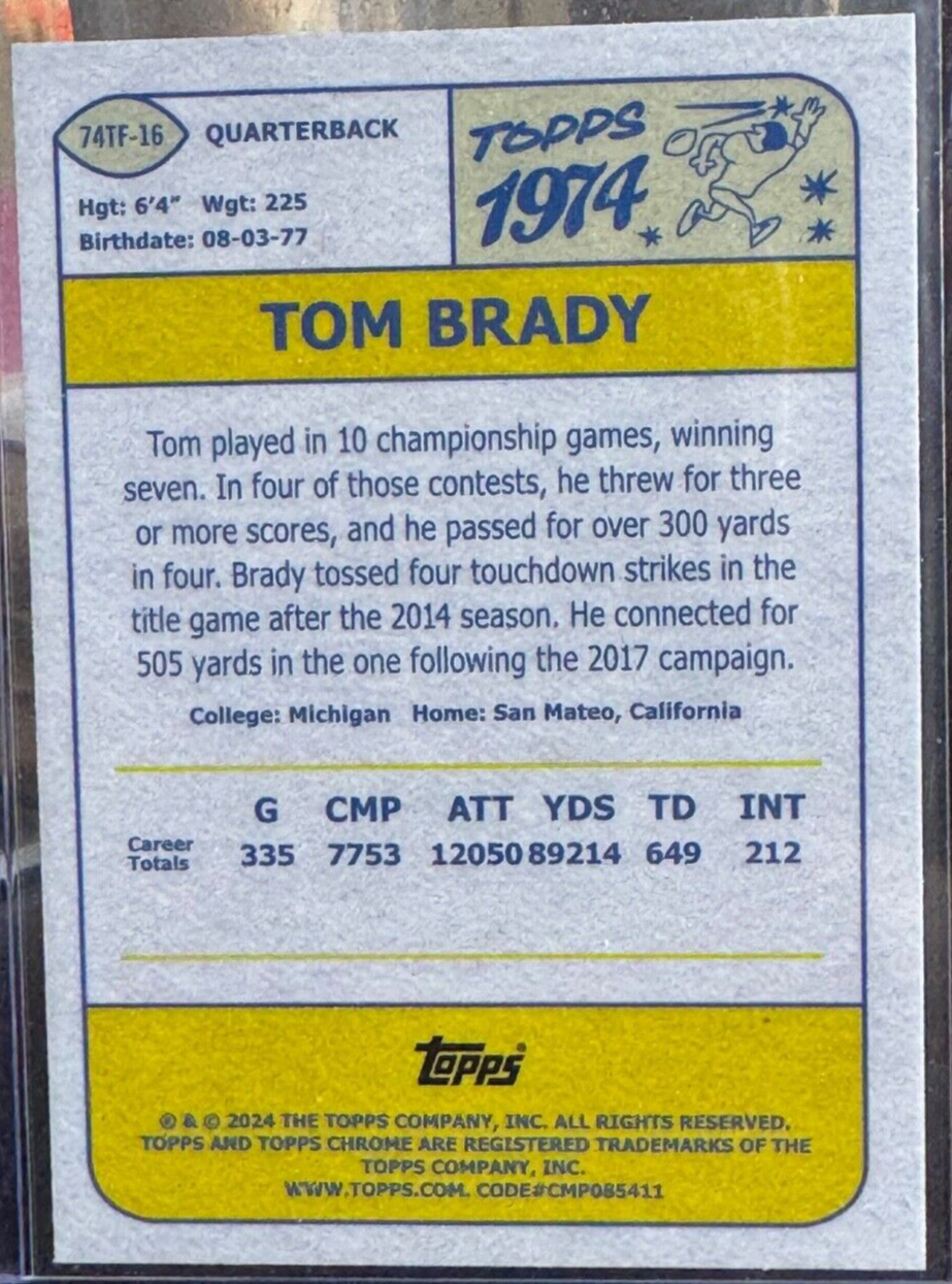 2024 Topps Chrome Football Tom Brady 1974 X-Fractor Retro