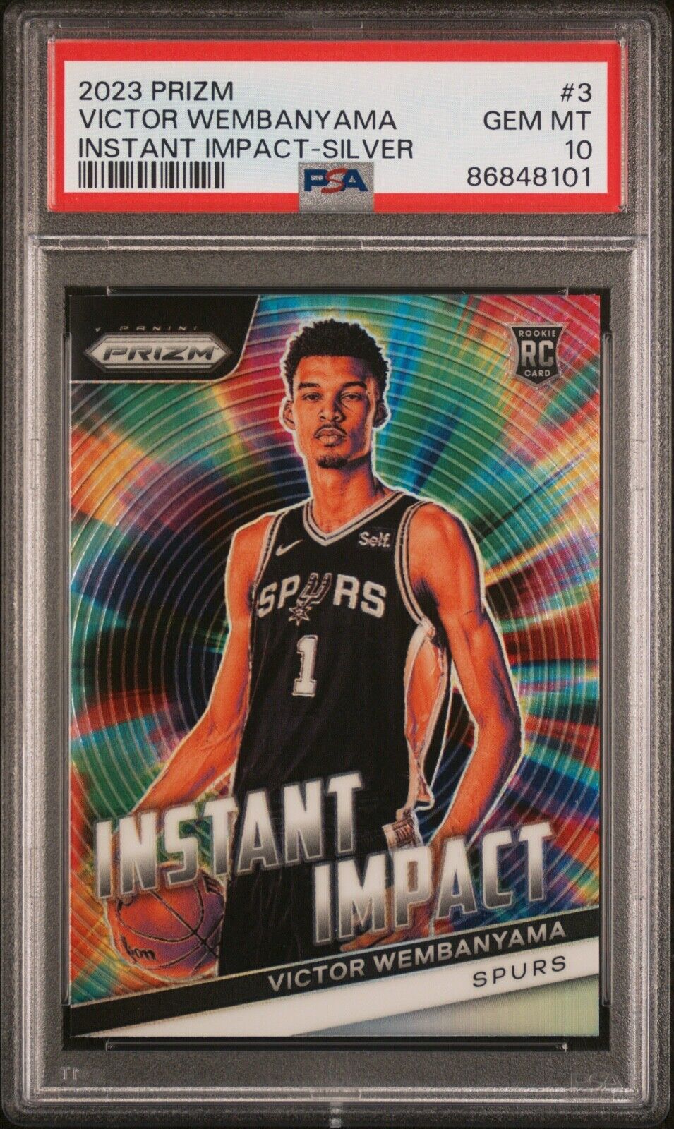 2023-24 Prizm Instant Impact Victor Wembanyama #3 Silver Prizm (RC) PSA 10