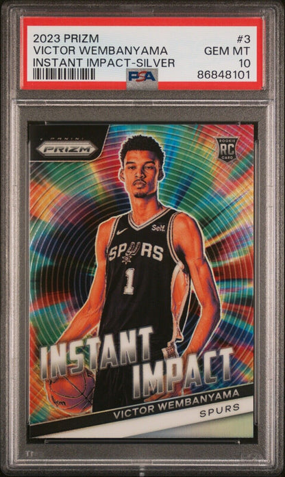 2023-24 Prizm Instant Impact Victor Wembanyama #3 Silver Prizm (RC) PSA 10