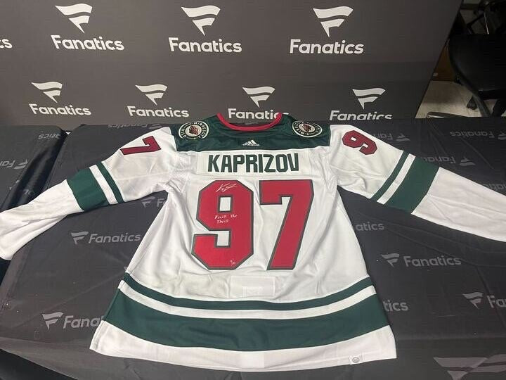 Kirill Kaprizov Signed & Inscribed Wild Jersey Limited to 10 Fanatics Authentic