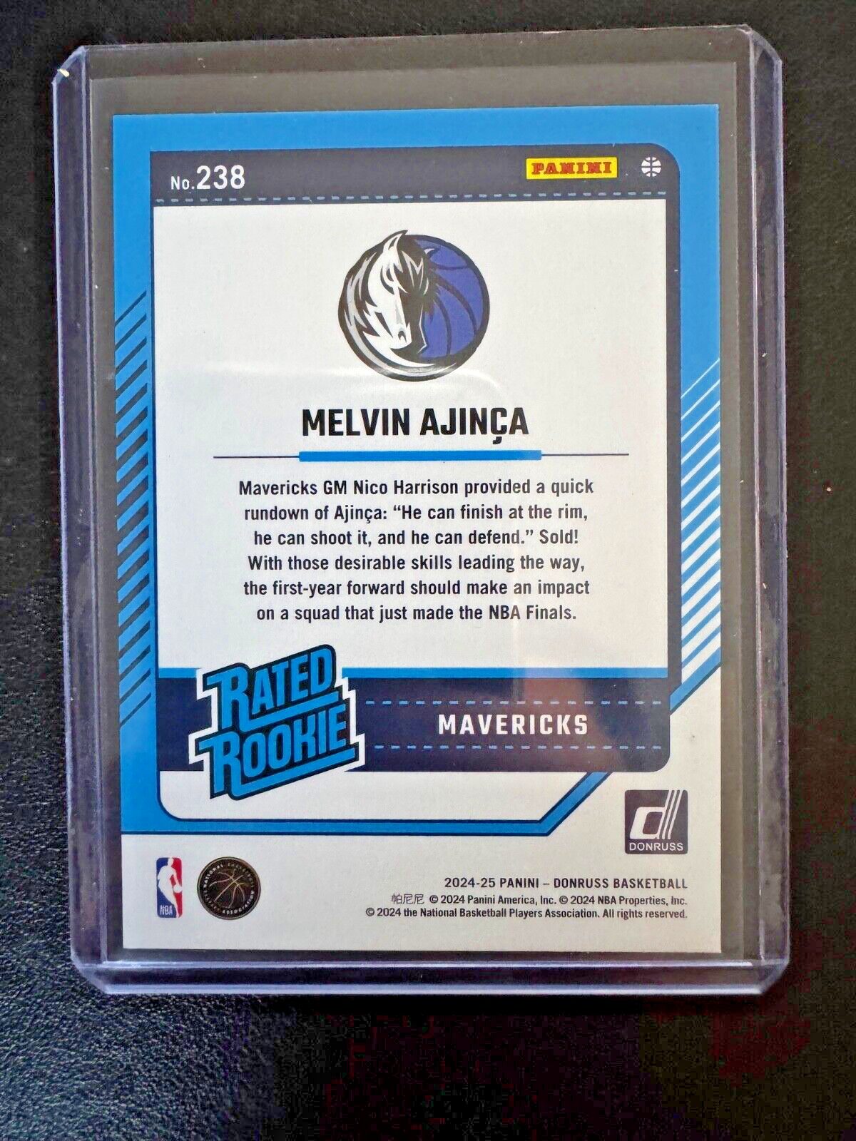 2024-25 Panini Donruss Winter #238 Melvin Ajinca Insert RC Mavericks 120/125