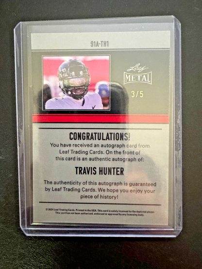 2024 Leaf Metal Travis Hunter Autograph 3/5 #2 NFL Pick